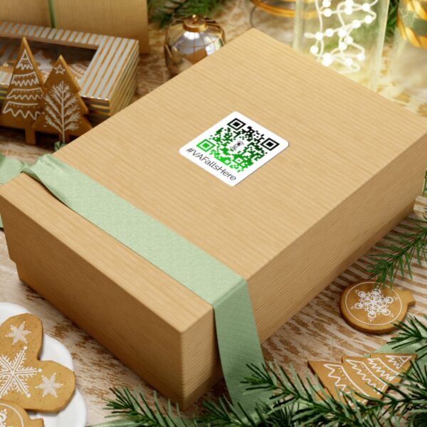 #VAFallsHere - QR Code Kiss-Cut Stickers | Techie Gifts, Laptop Decor, Custom Stickers, Green Design, Fun Giveaways - Image 3