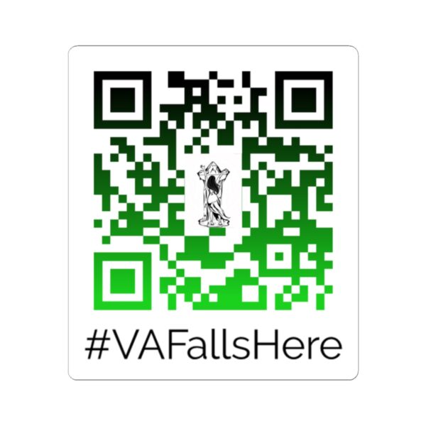 #VAFallsHere - QR Code Kiss-Cut Stickers | Techie Gifts, Laptop Decor, Custom Stickers, Green Design, Fun Giveaways