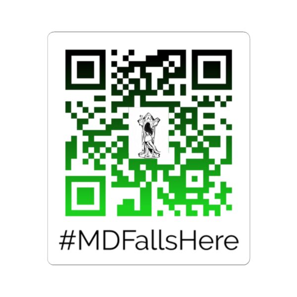 #MDFallsHere QR Code Kiss-Cut Stickers, Modern Tech Stickers for Laptops, Graphics, Unique Gifts for Students, Fun Home Decor