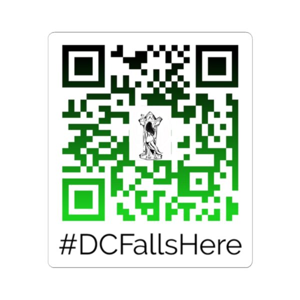#DCFallsHere QR Code Kiss-Cut Stickers - Laptop Sticker, Customizable Decal, Fun Gift for Tech Lovers, Eco-Friendly Adhesive