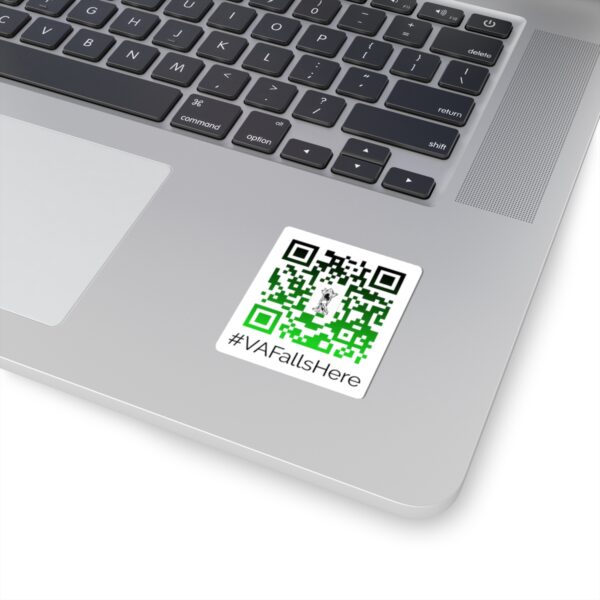 #VAFallsHere - QR Code Kiss-Cut Stickers | Techie Gifts, Laptop Decor, Custom Stickers, Green Design, Fun Giveaways - Image 2