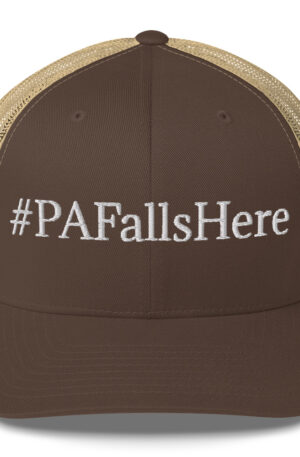 PA Falls Here Trucker Cap – White