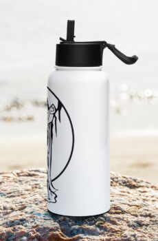 Falls Here Stainless steel water bottle with a straw lid